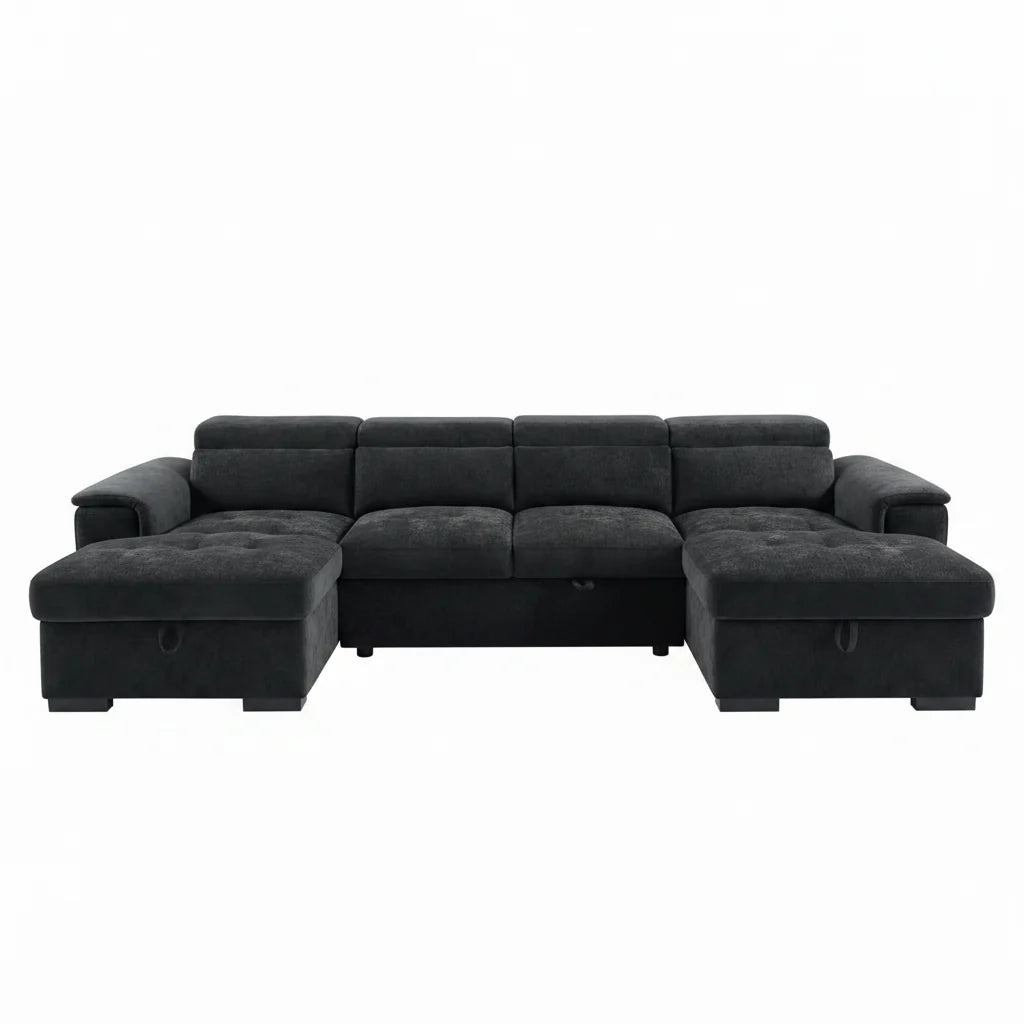 Alaya Sofabed Black U Shape Corner