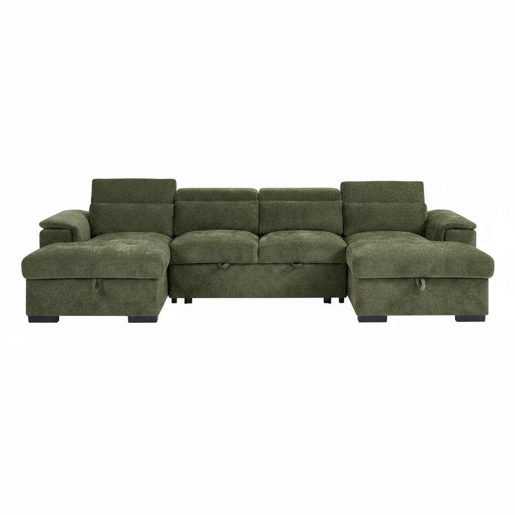 Alaya Sofabed Green U Shape Corner