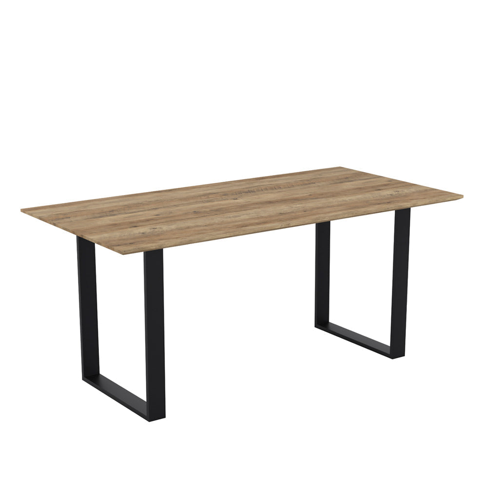 Russet Wood & Black Frame Dining Table