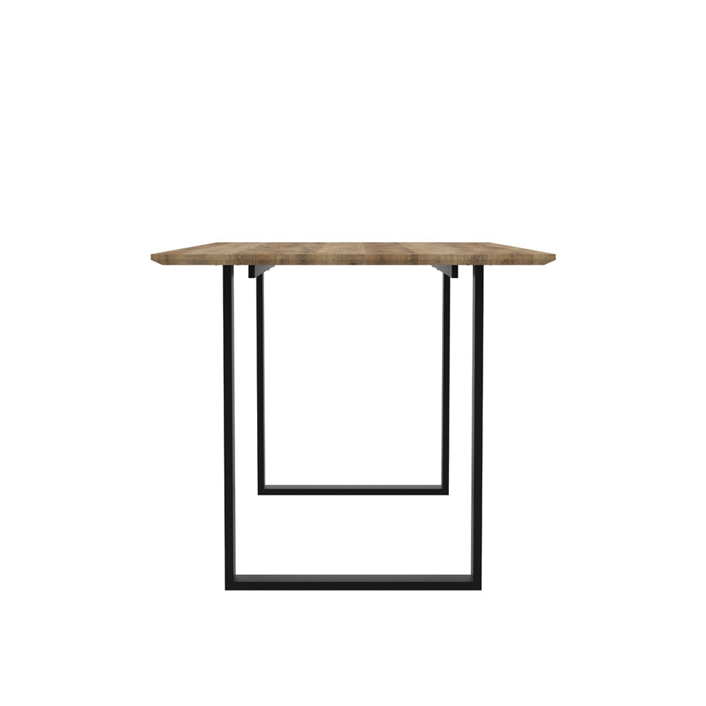Russet Wood & Black Frame Dining Table