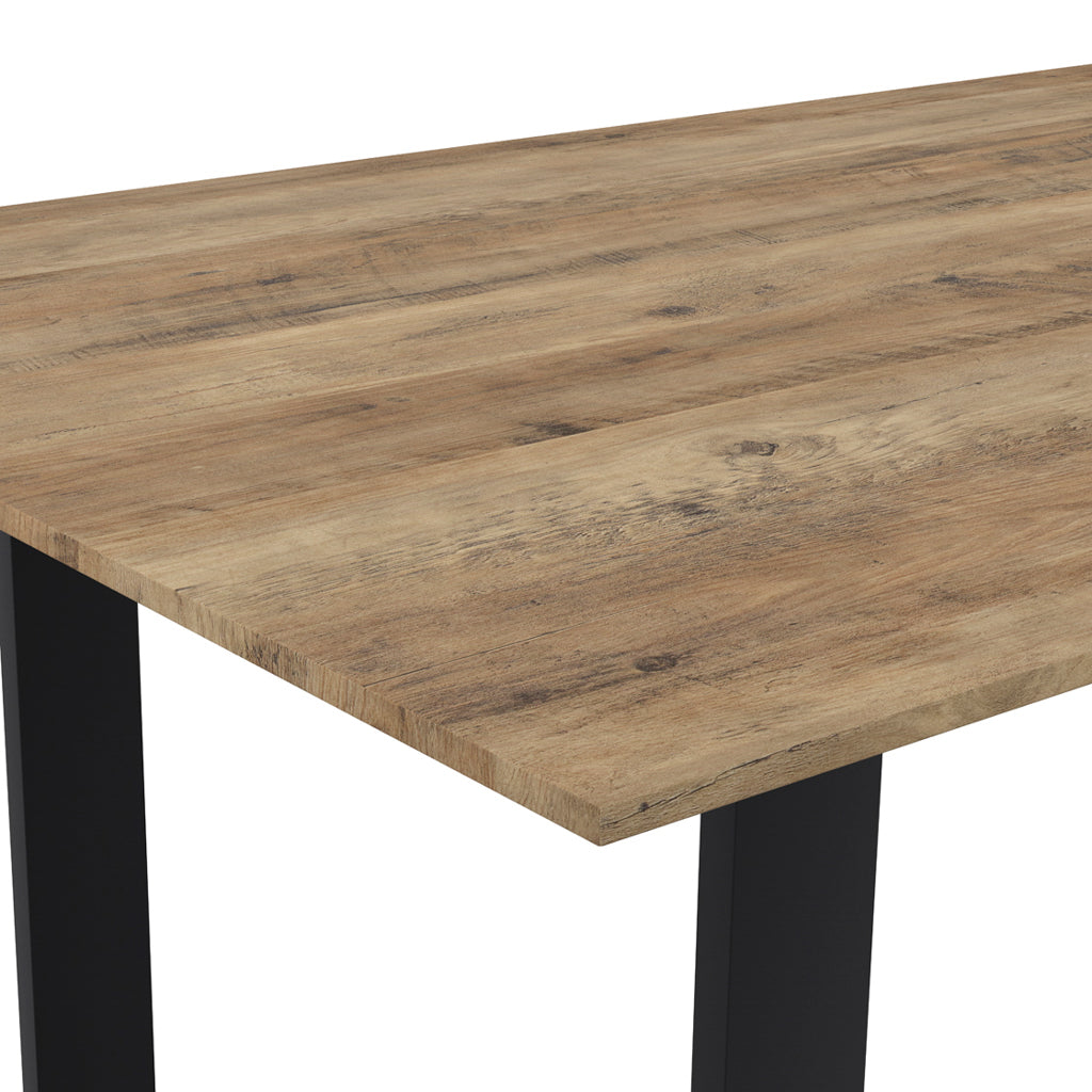 Russet Wood & Black Frame Dining Table