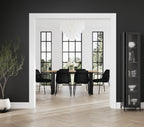 Russet Wood & Black Frame Dining Table