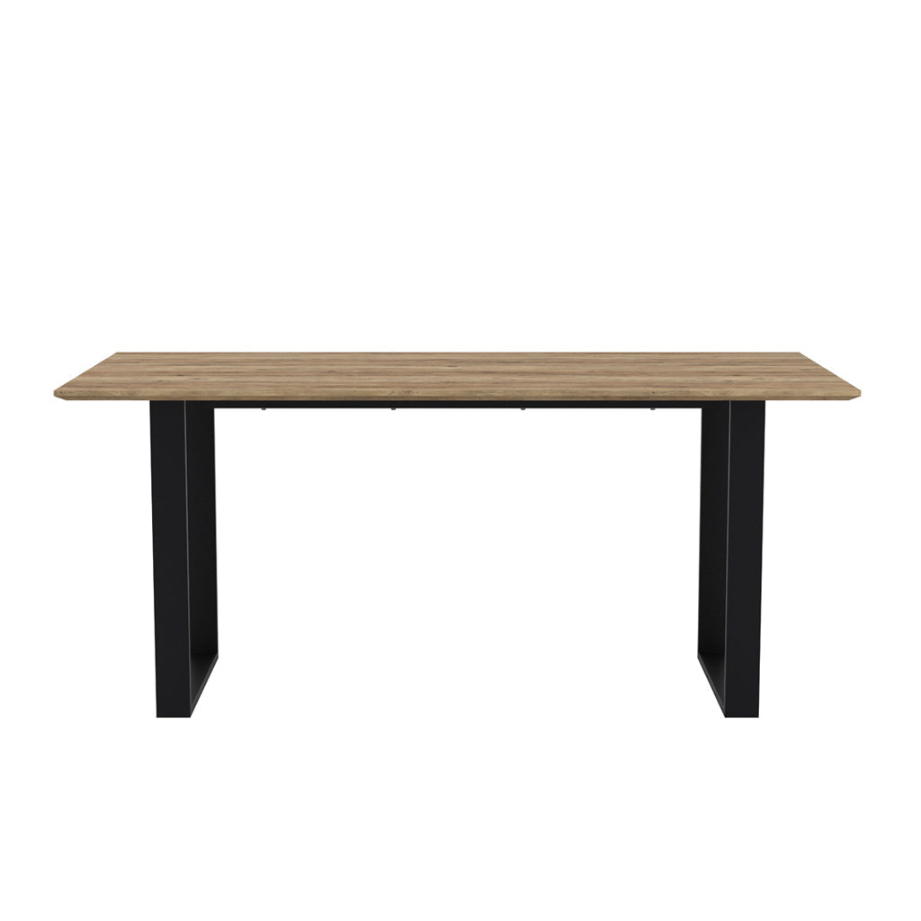 Russet Wood & Black Frame Dining Table