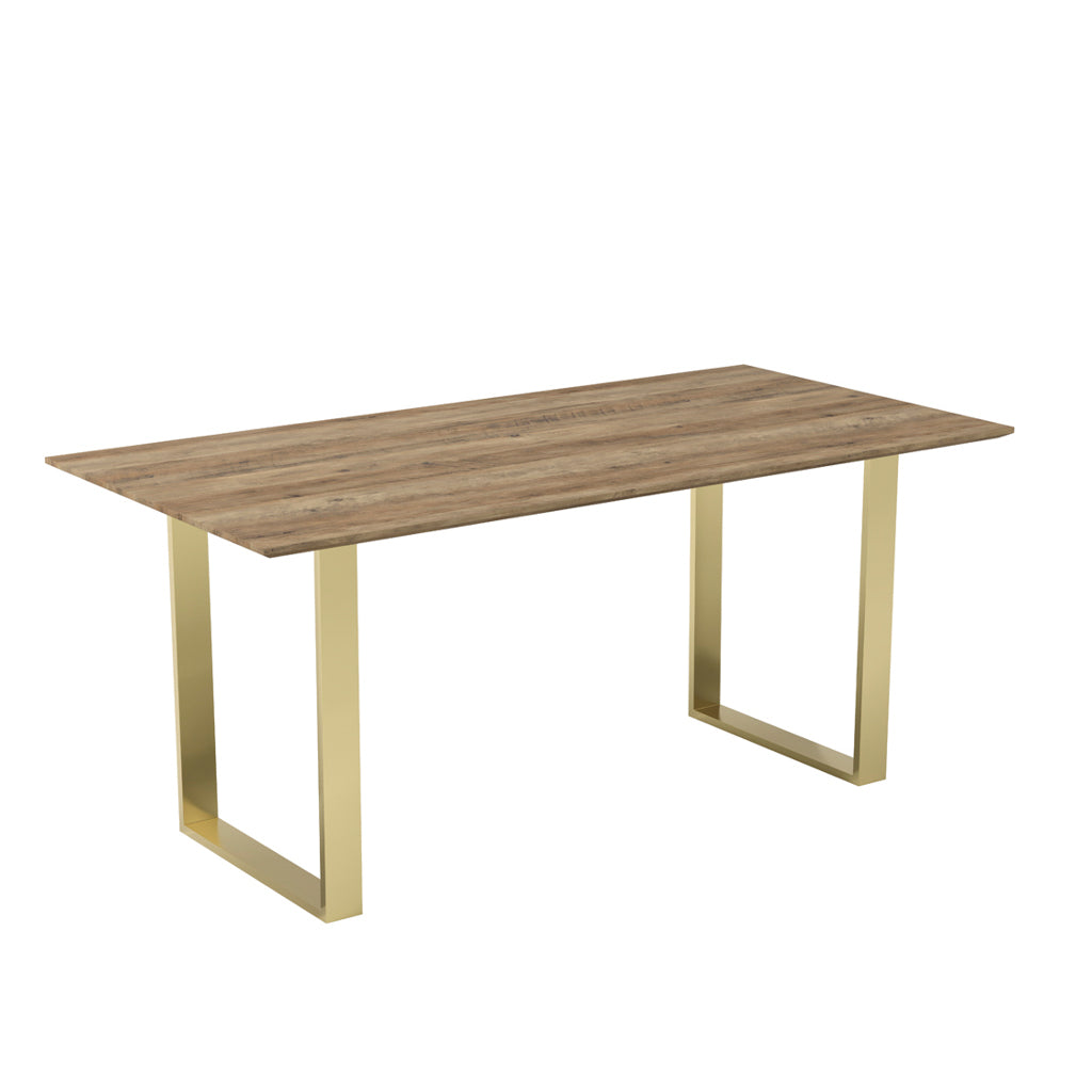Russet Wood & Gold Frame Dining Table