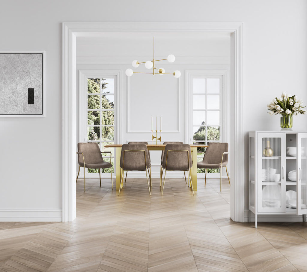Russet Wood & Gold Frame Dining Table