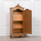 French Gold Carved Single Door Armoire with Mirrored Door