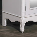 French Style White Carved Double Full Mirrored Armoire