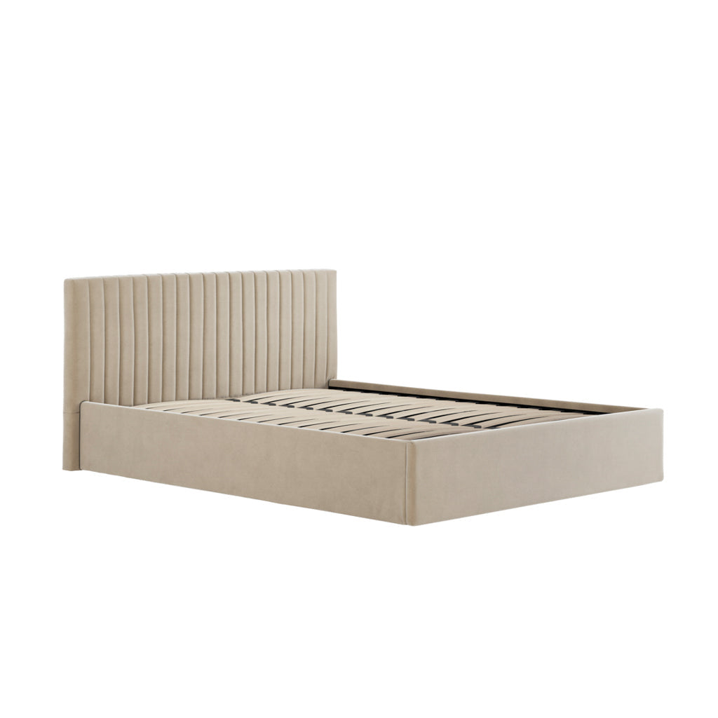 Beige Kingsize Ottoman Bed