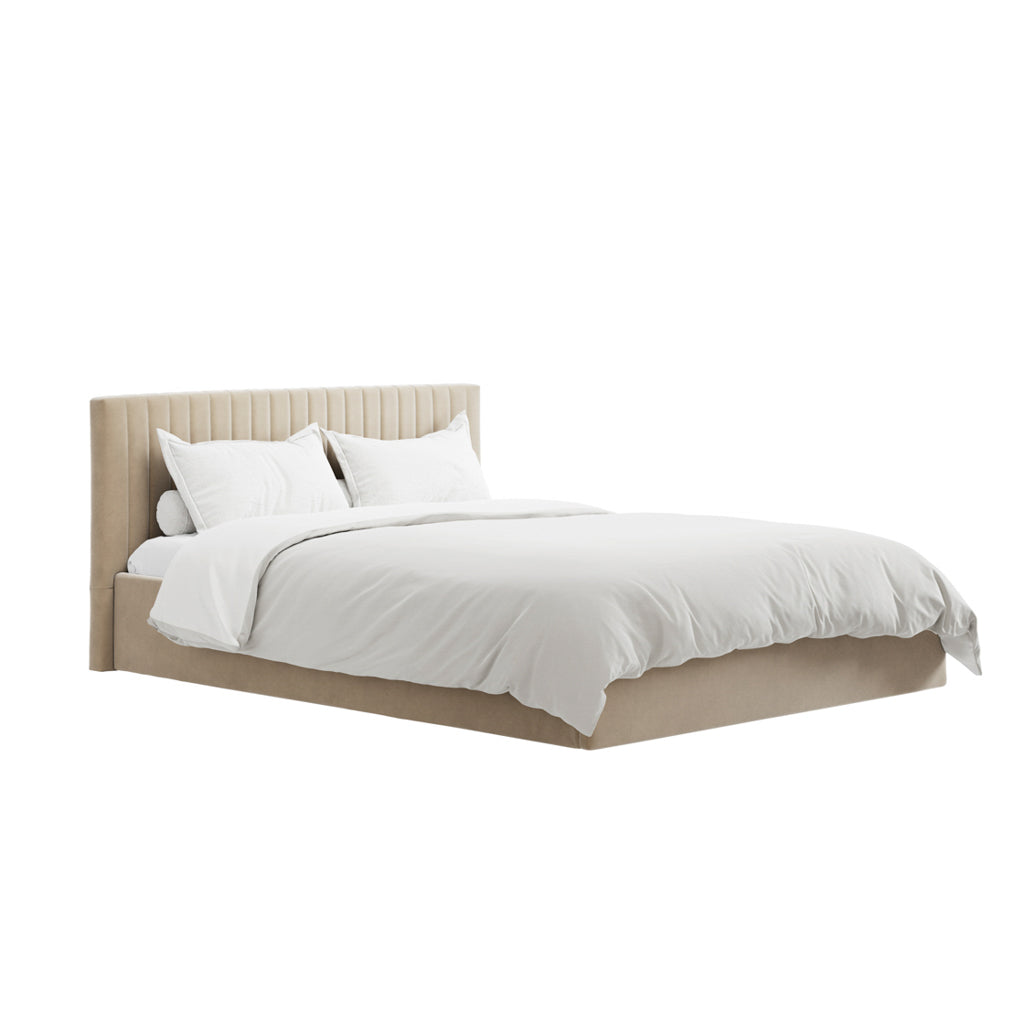 Beige Kingsize Ottoman Bed