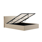 Beige Double Ottoman Bed