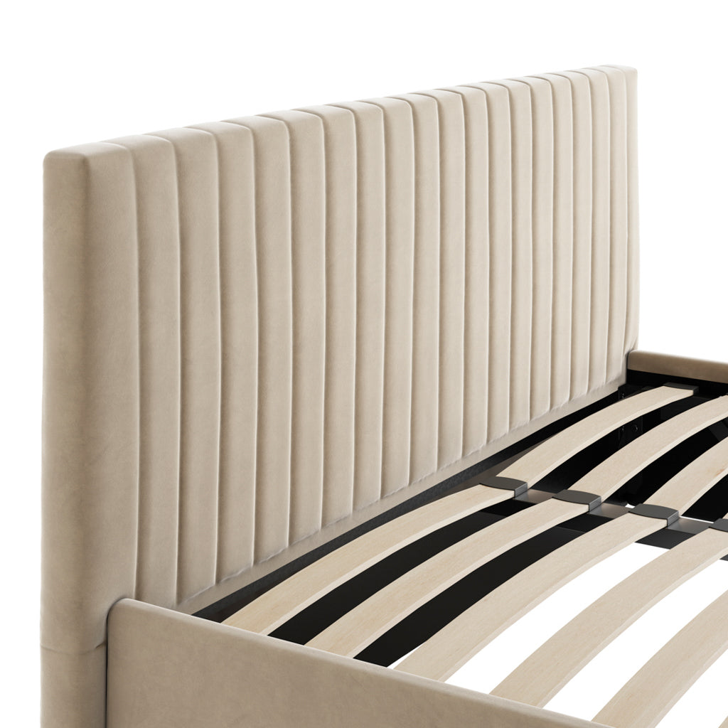 Beige Kingsize Ottoman Bed
