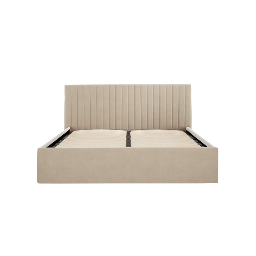 Beige Kingsize Ottoman Bed