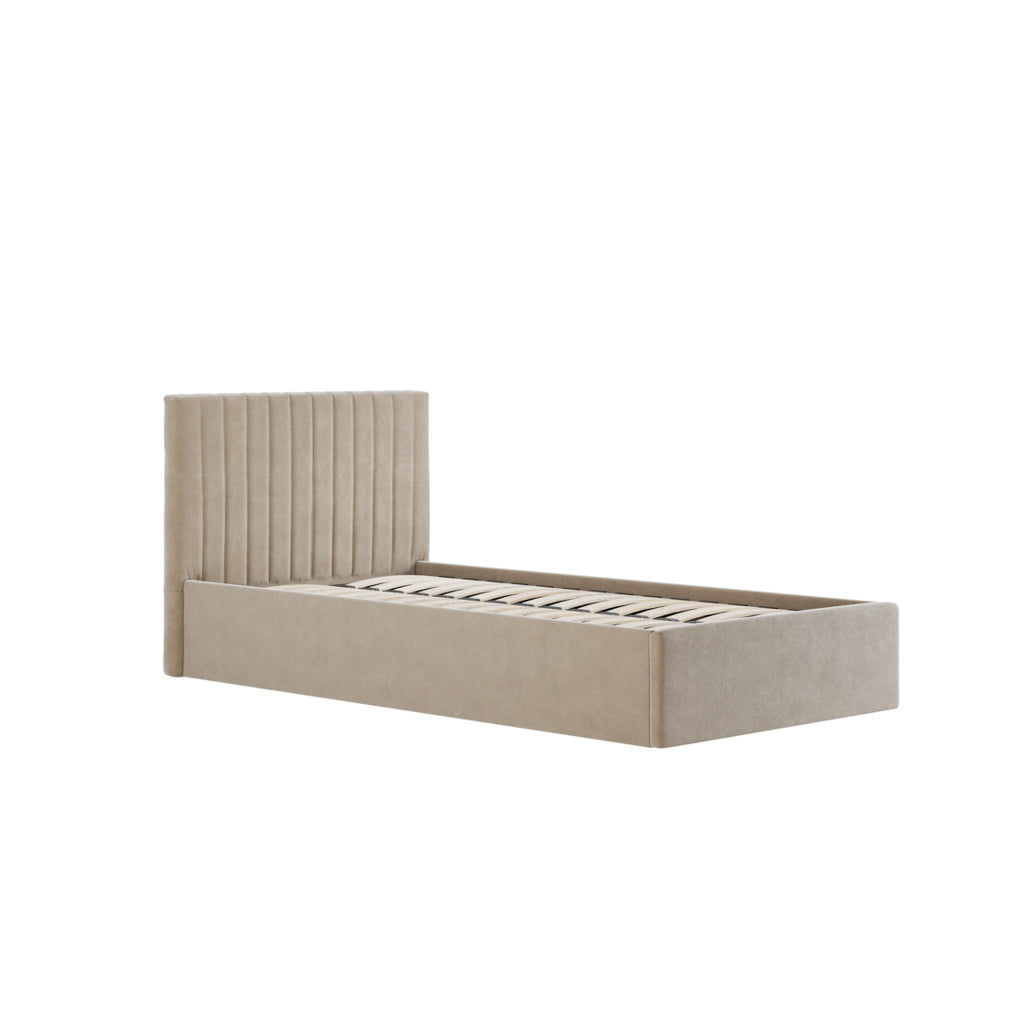 Beige Single Ottoman Bed