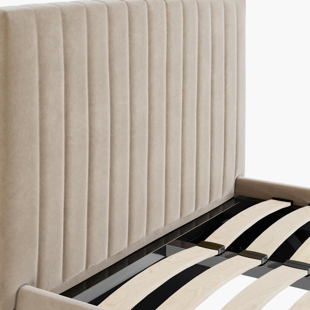 Beige Single Ottoman Bed
