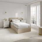 Beige Single Ottoman Bed