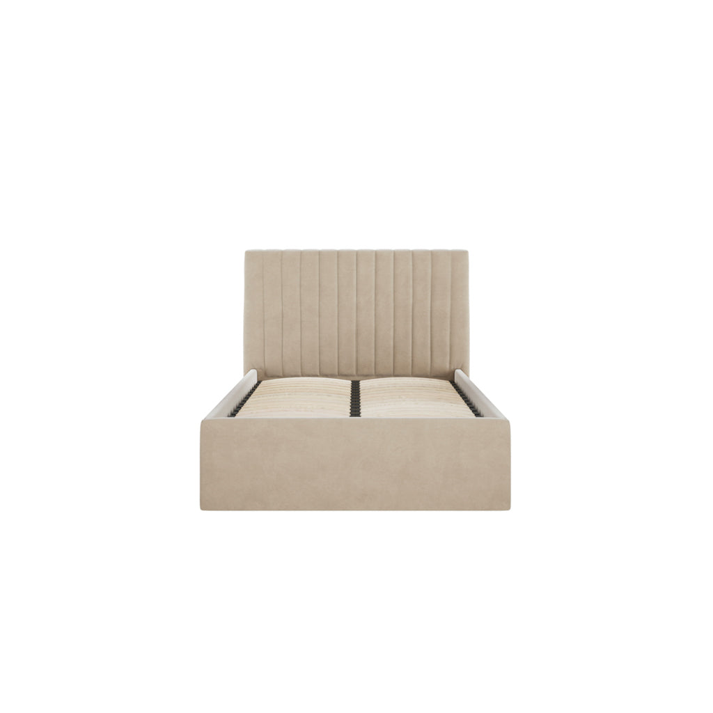 Beige Single Ottoman Bed