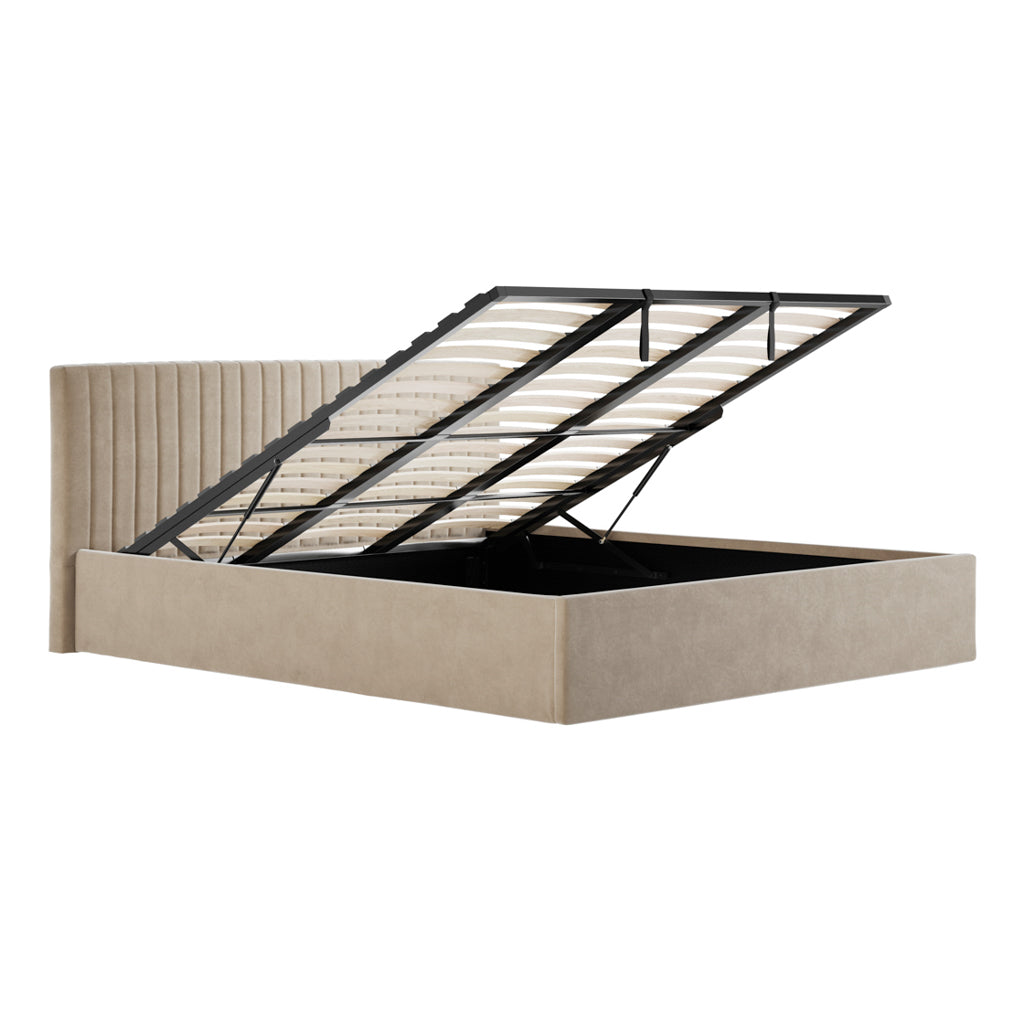 Beige Super King Ottoman Bed