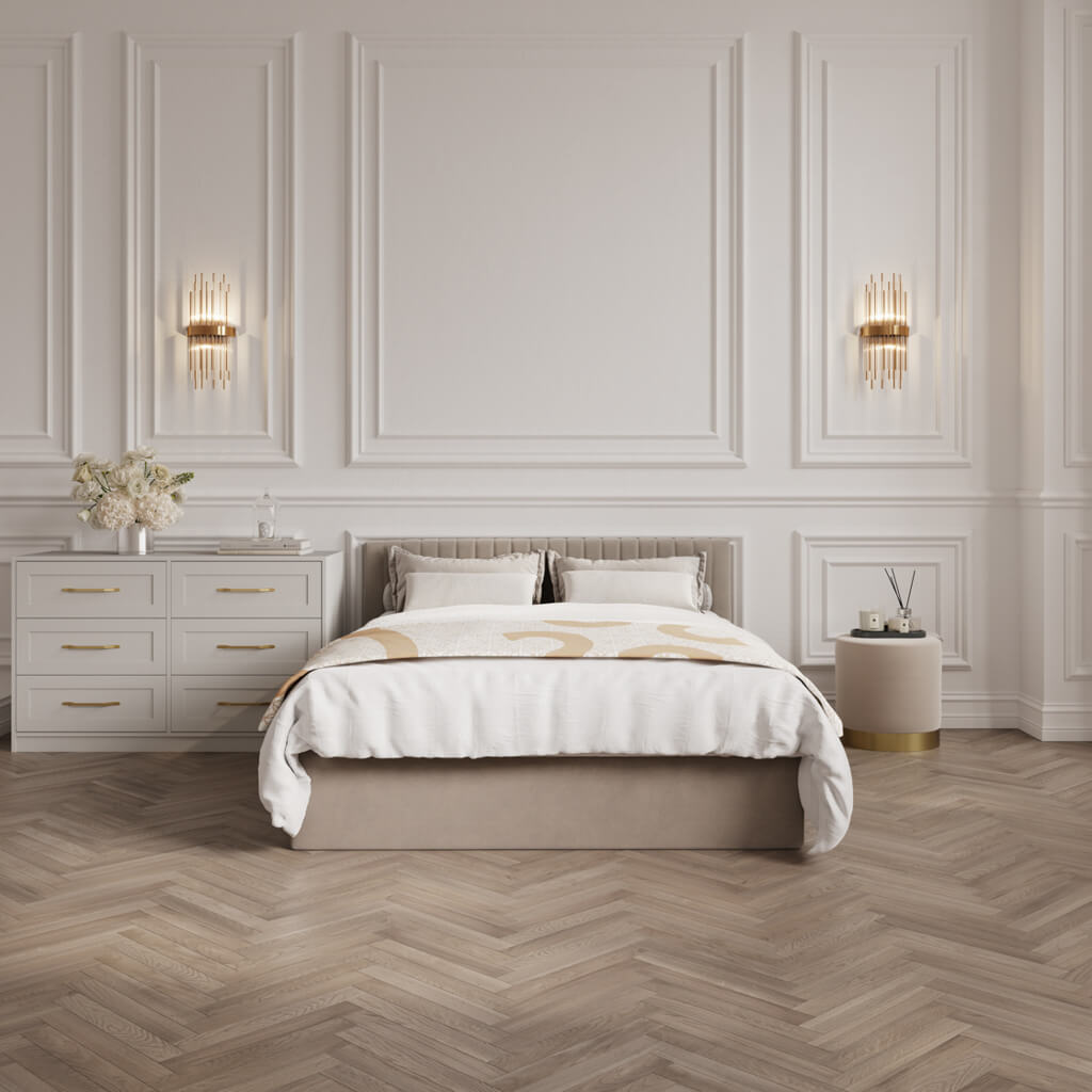 Beige Super King Ottoman Bed