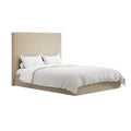 Beige Tall Double Ottoman Bed