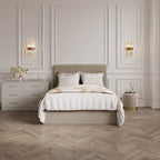Beige Tall Double Ottoman Bed