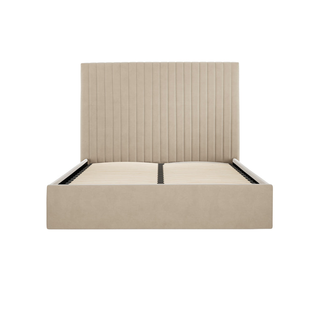 Beige Tall Double Ottoman Bed