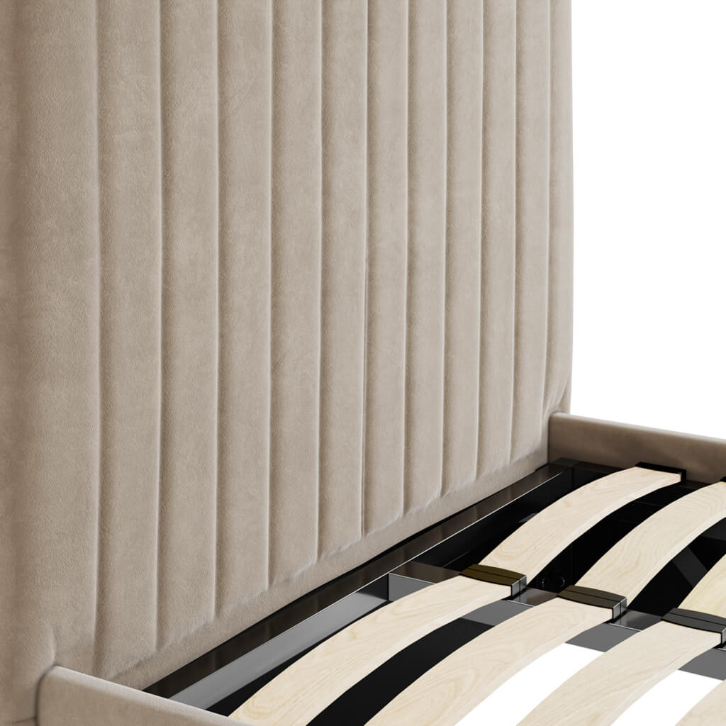 Beige Tall Single Ottoman Bed