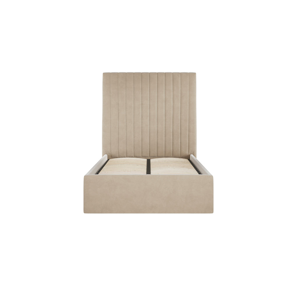 Beige Tall Single Ottoman Bed