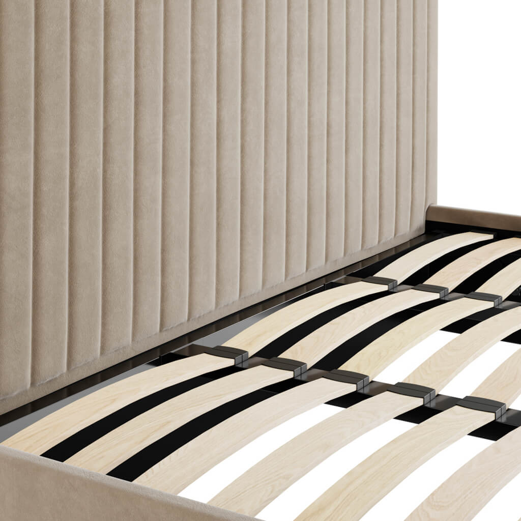 Beige Tall Super Kingsize Ottoman Bed