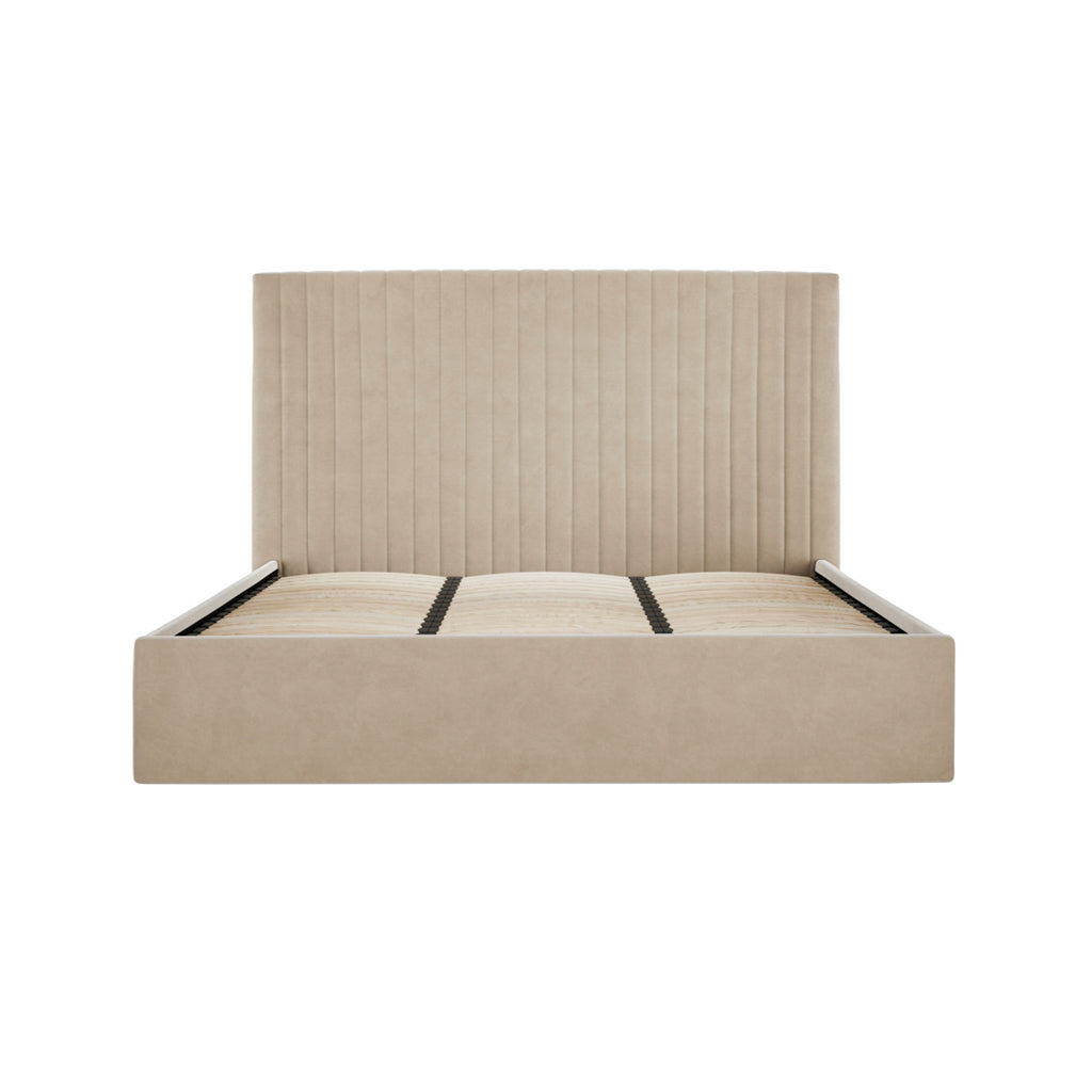 Beige Tall Super Kingsize Ottoman Bed