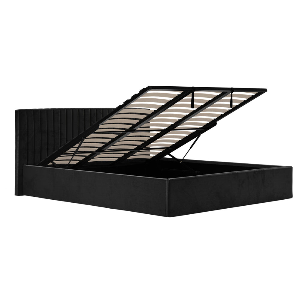 Berlin Black Ottoman Bed In Super Kingsize
