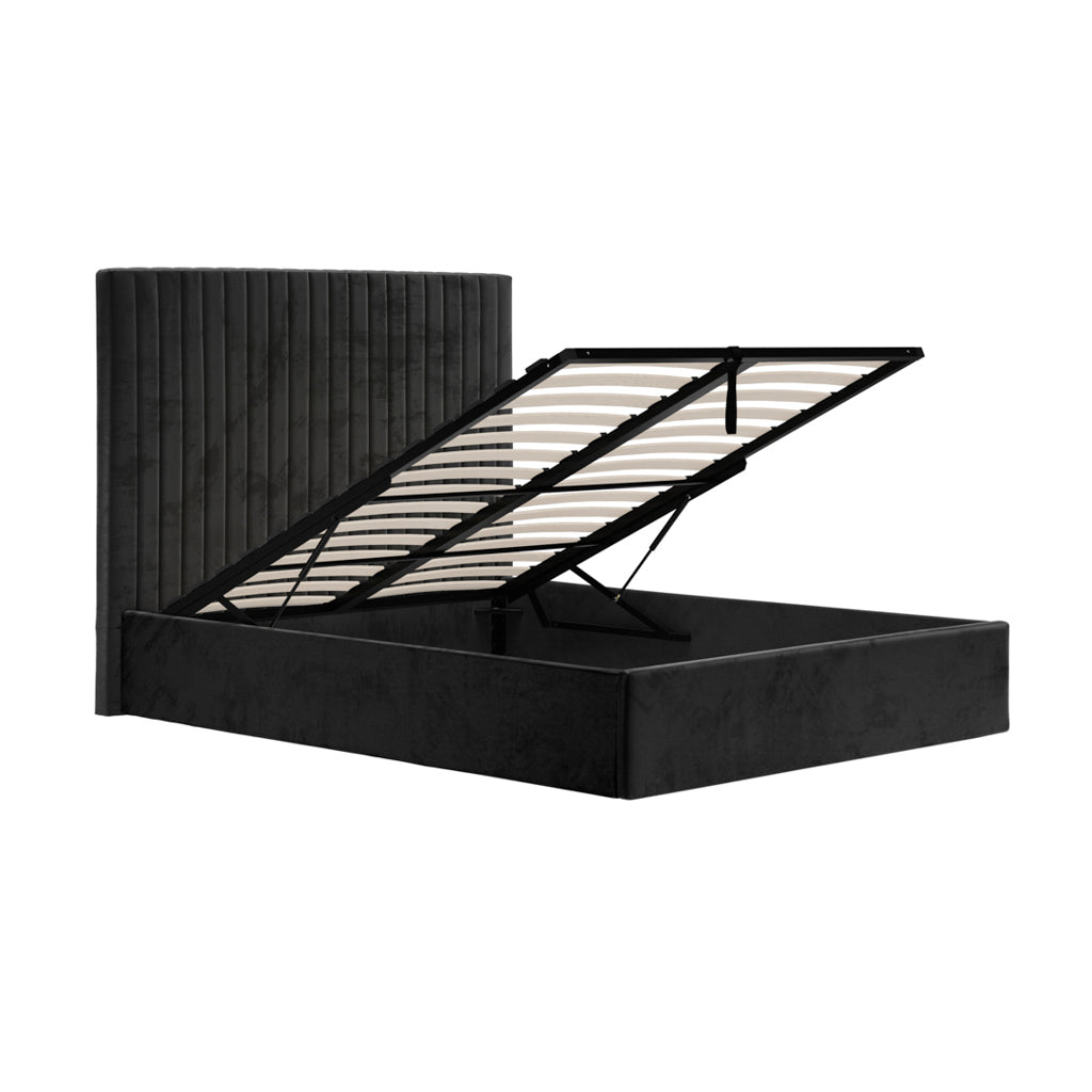 Berlin Black Tall Double Ottoman Bed