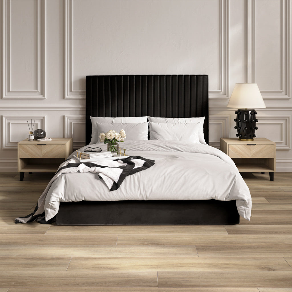 Berlin Black Tall Double Ottoman Bed
