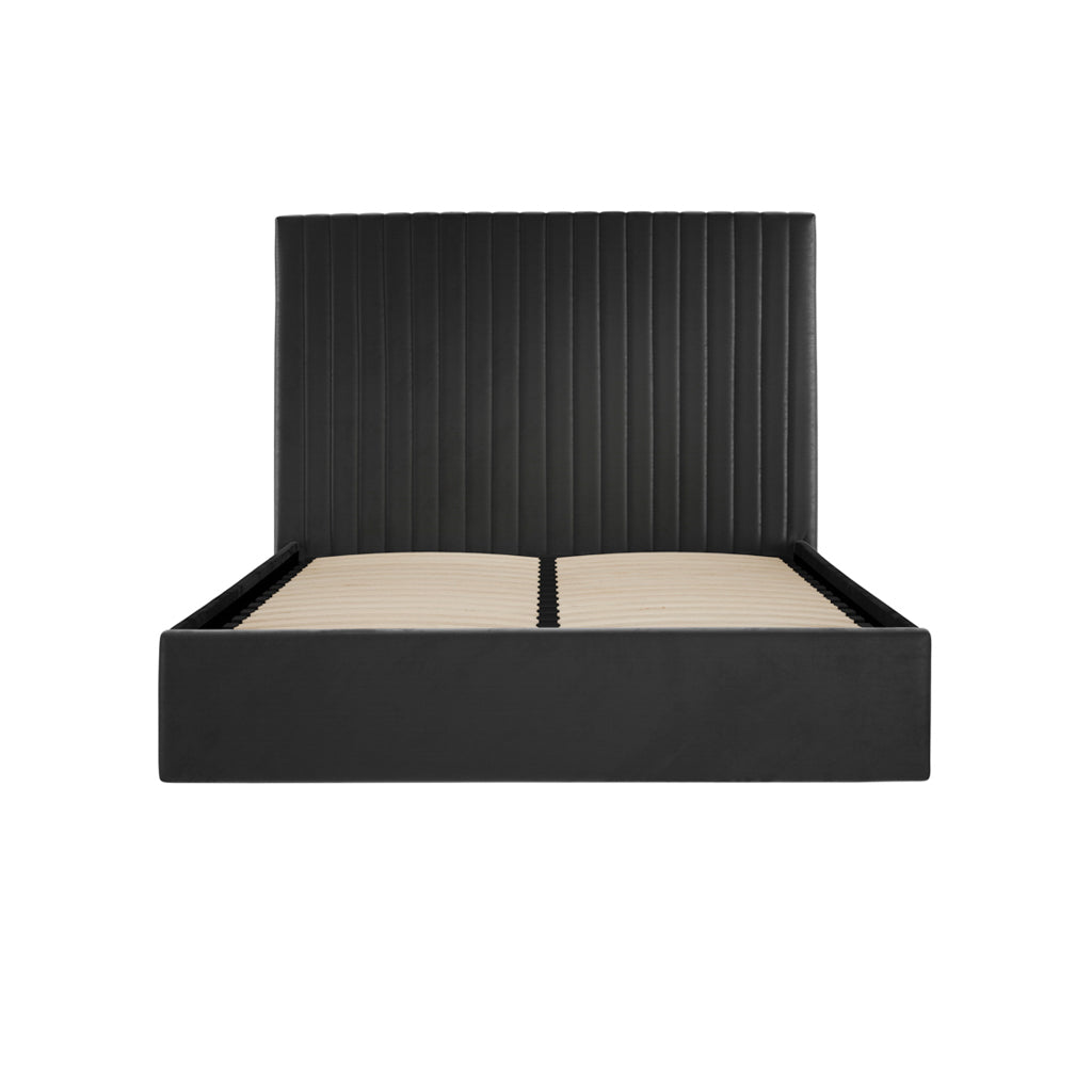 Berlin Black Tall Double Ottoman Bed