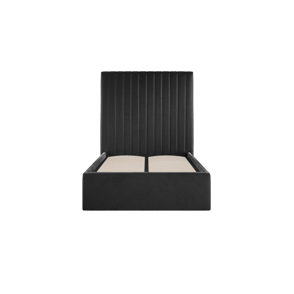 Black Tall Single Ottoman Bed