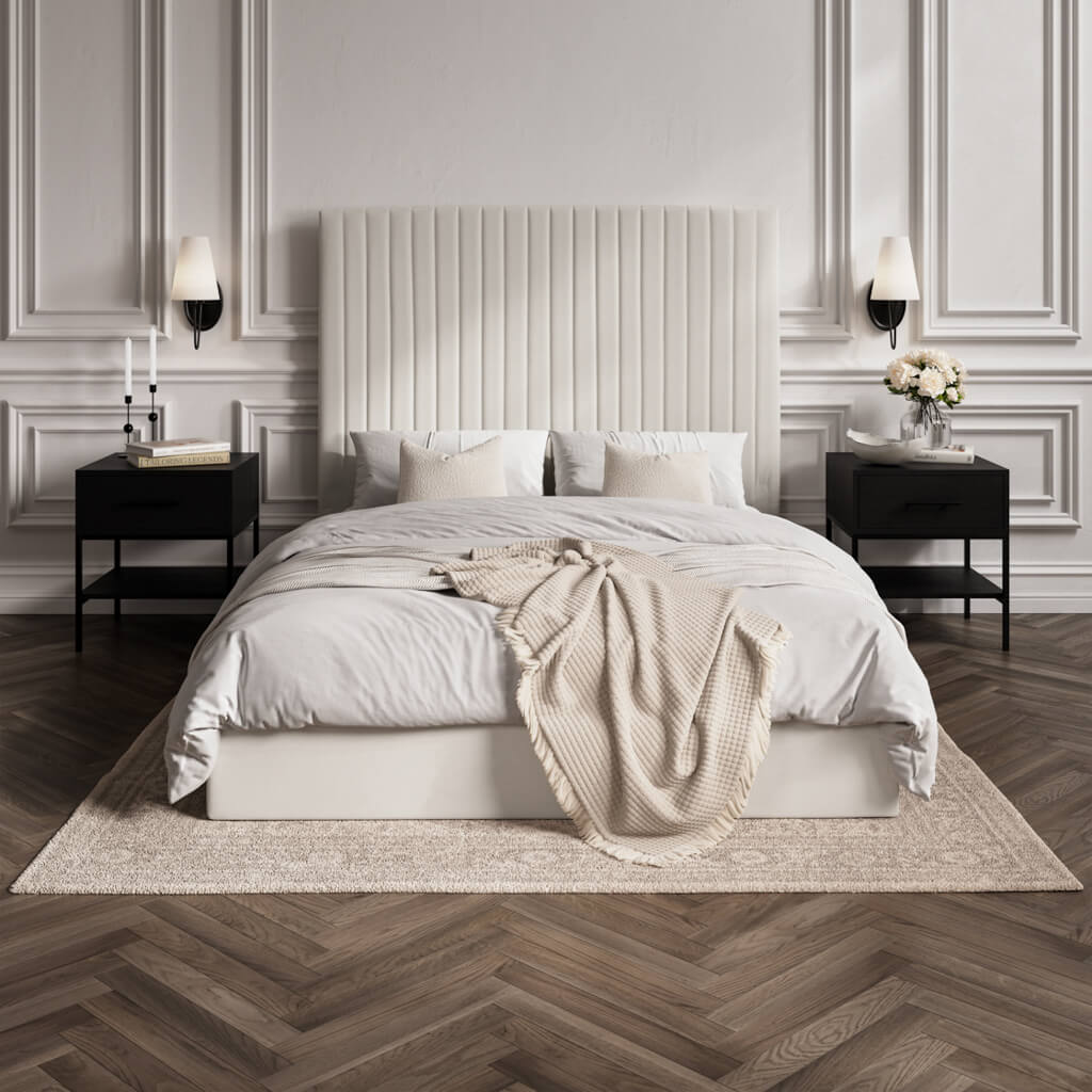 Milk Tall Kingsize Ottoman Bed