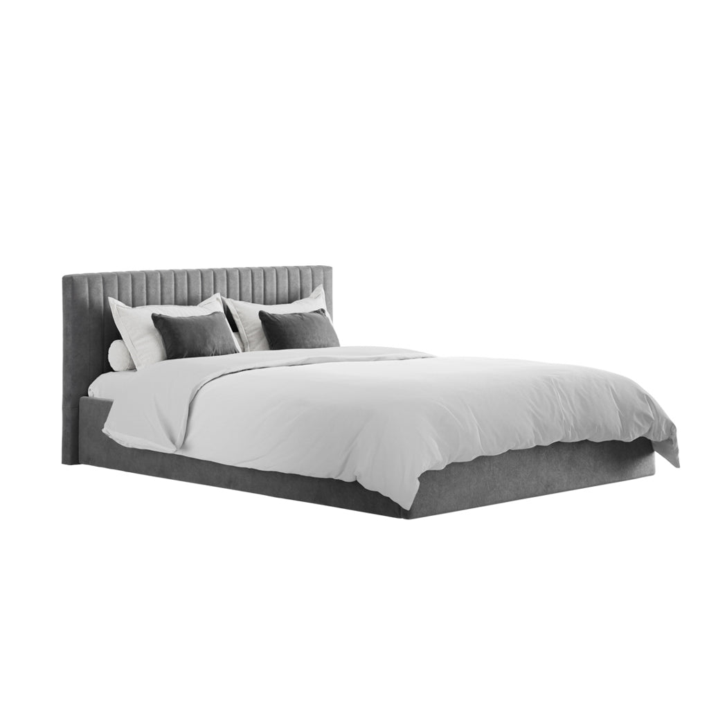 Silver Double Ottoman Bed