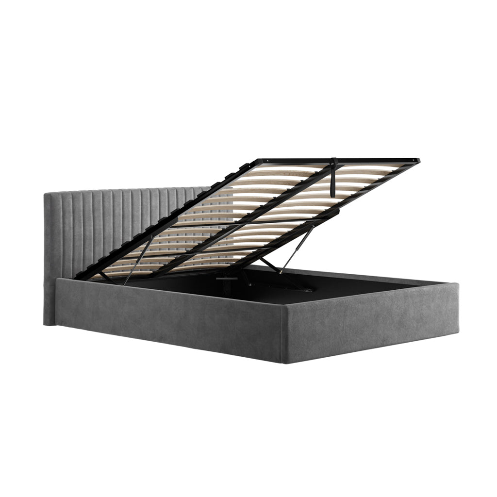 Silver Double Ottoman Bed