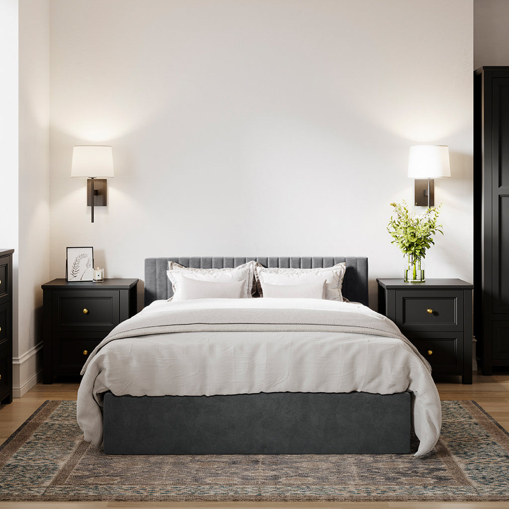 Silver Double Ottoman Bed