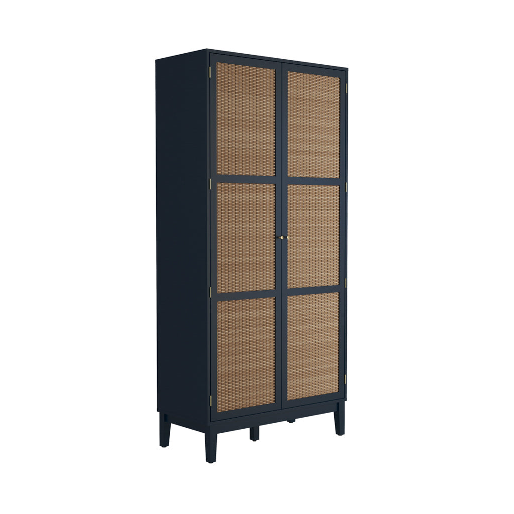 Blue Oak & Rattan Accent Bedroom Furniture Set