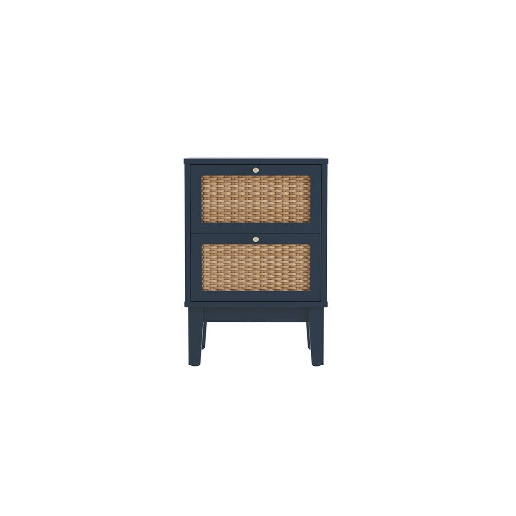 Blue Oak & Rattan Accent Bedroom Furniture Set