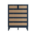 Blue and Rattan Chest Of Drawers