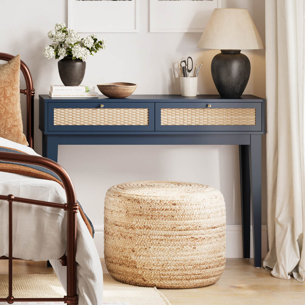 Blue & Rattan Dressing Table