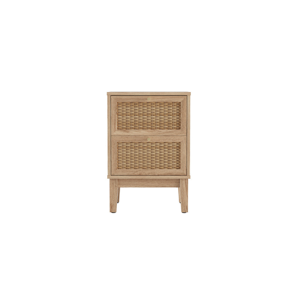 Oak & Rattan Accent Bedroom Furniture Set