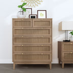 Oak & Rattan Chest Of Drawers