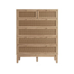 Oak & Rattan Chest Of Drawers