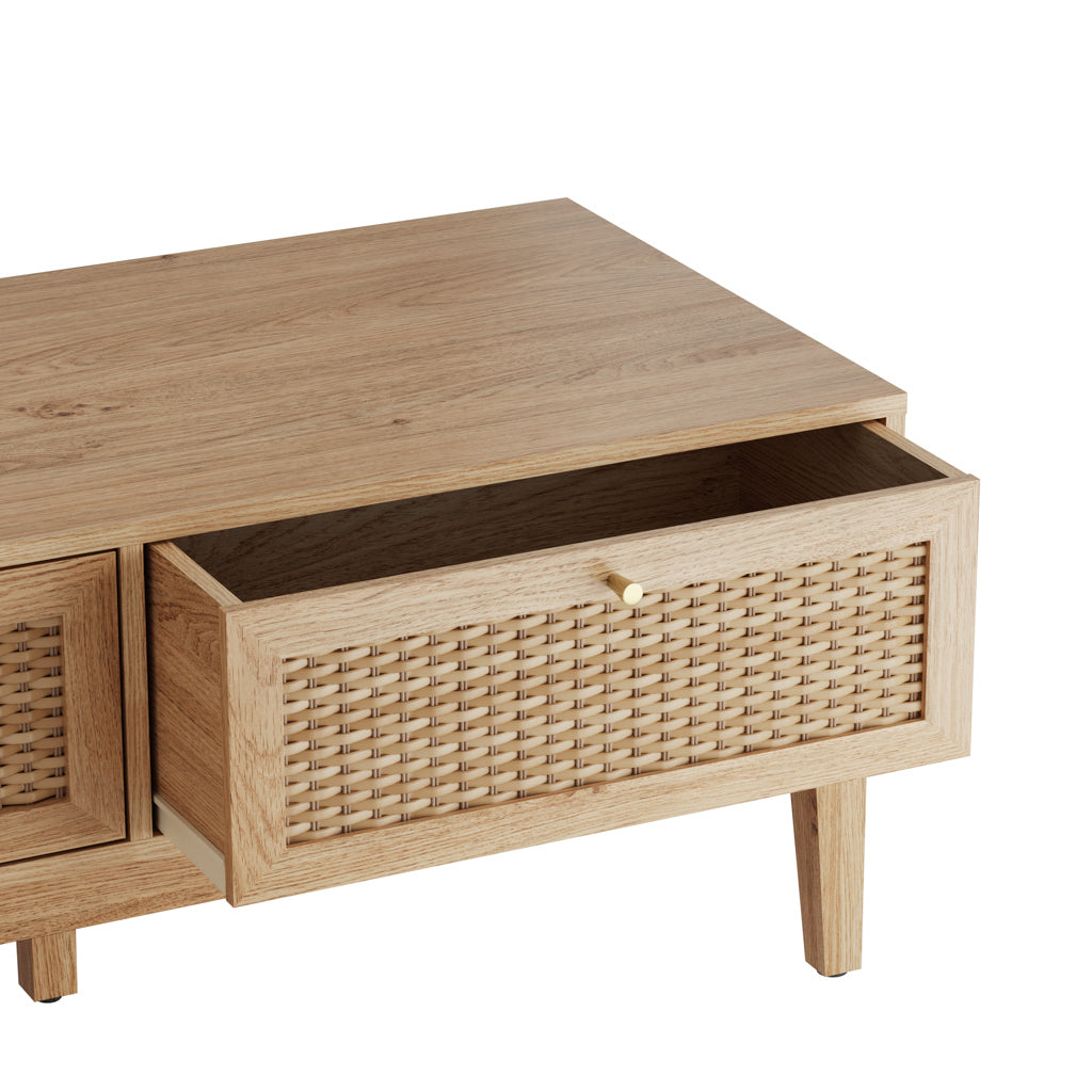 Oak & Rattan Coffee Table