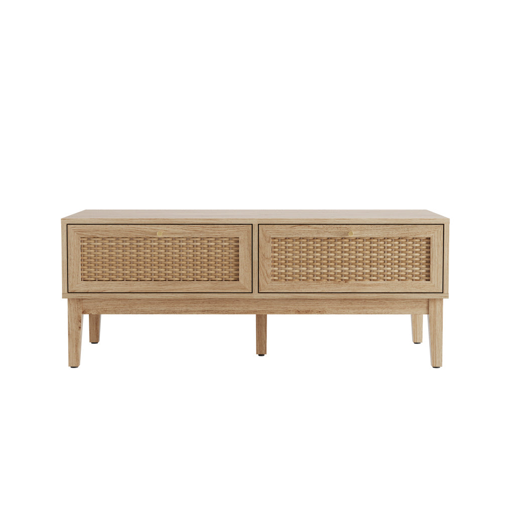 Oak & Rattan Coffee Table
