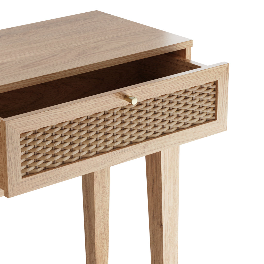 Oak & Rattan Dressing Table