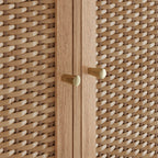 Oak & Rattan Front Large Sideboard