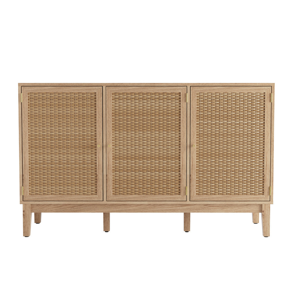 Oak & Rattan Front Large Sideboard